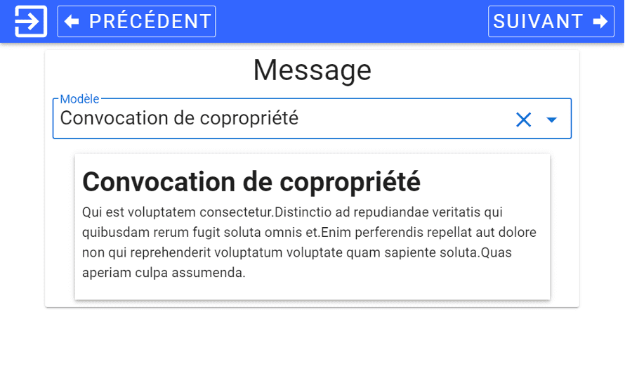 Ecran de configuration My Digital Registered Letter message